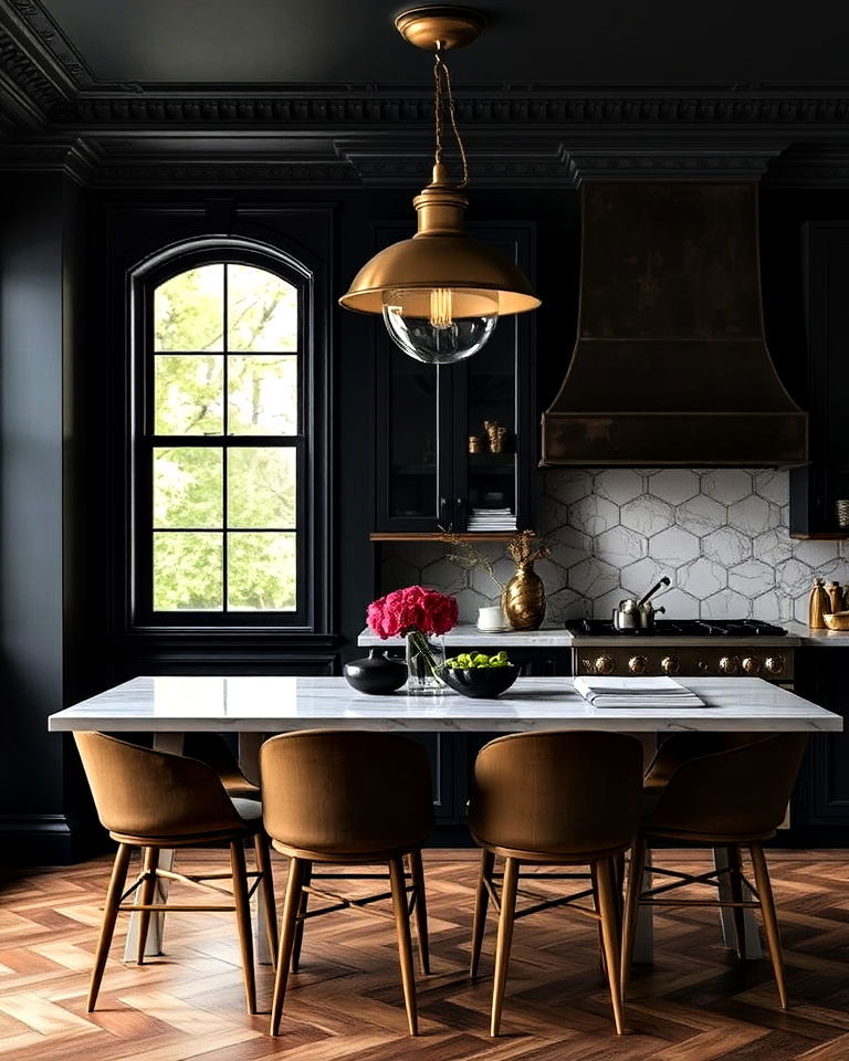antique brass fixtures for vintage interior - 25 Moody Interior Design Ideas