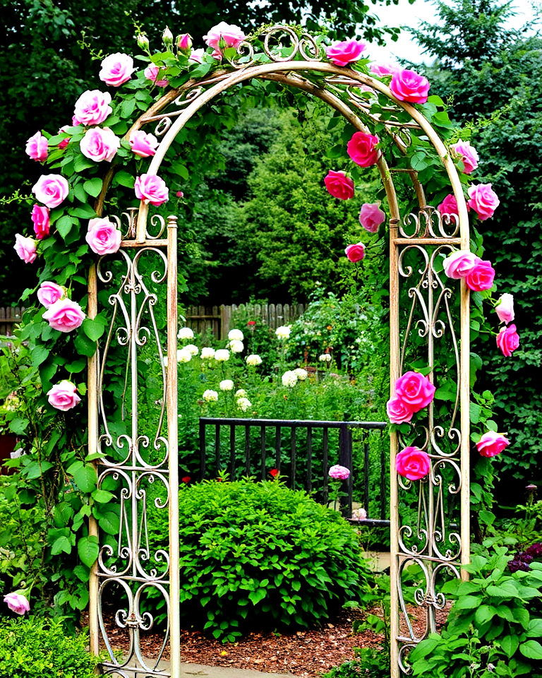 antique charm vintage iron arch - 25 Garden Arch Ideas