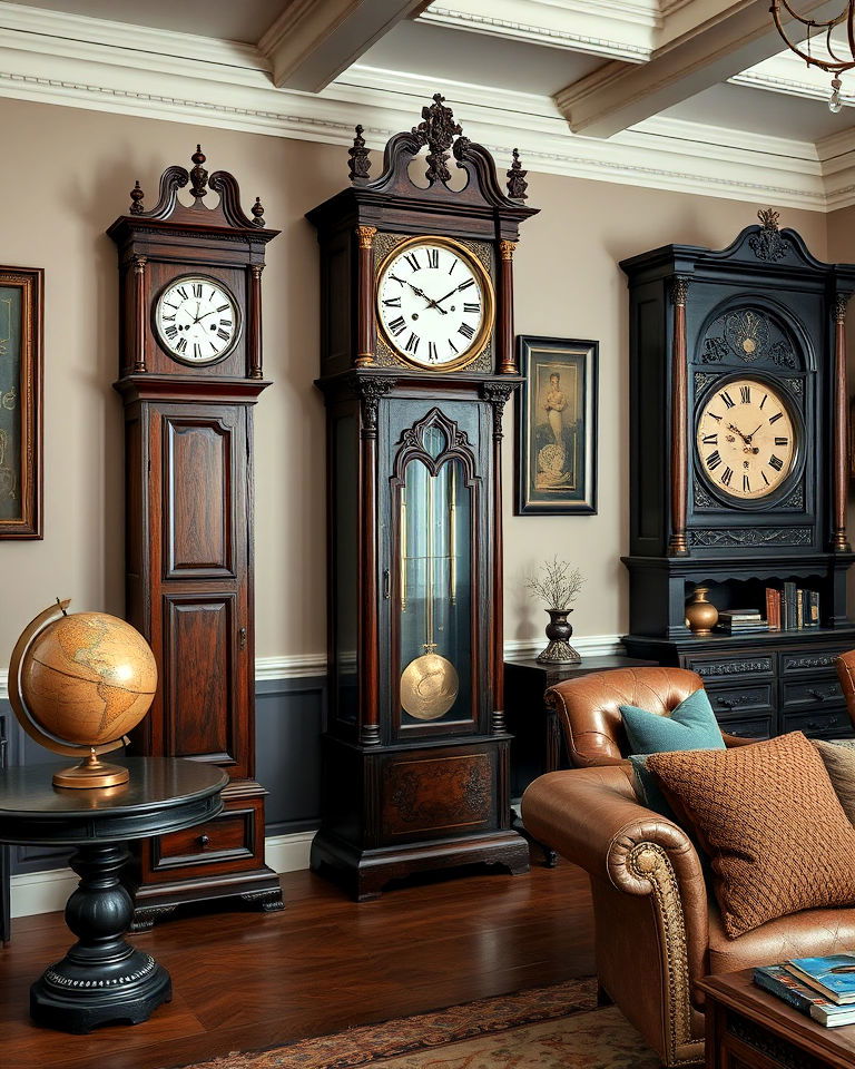 antique clocks and timepieces for dark academia house - 25 Dark Academia House Ideas