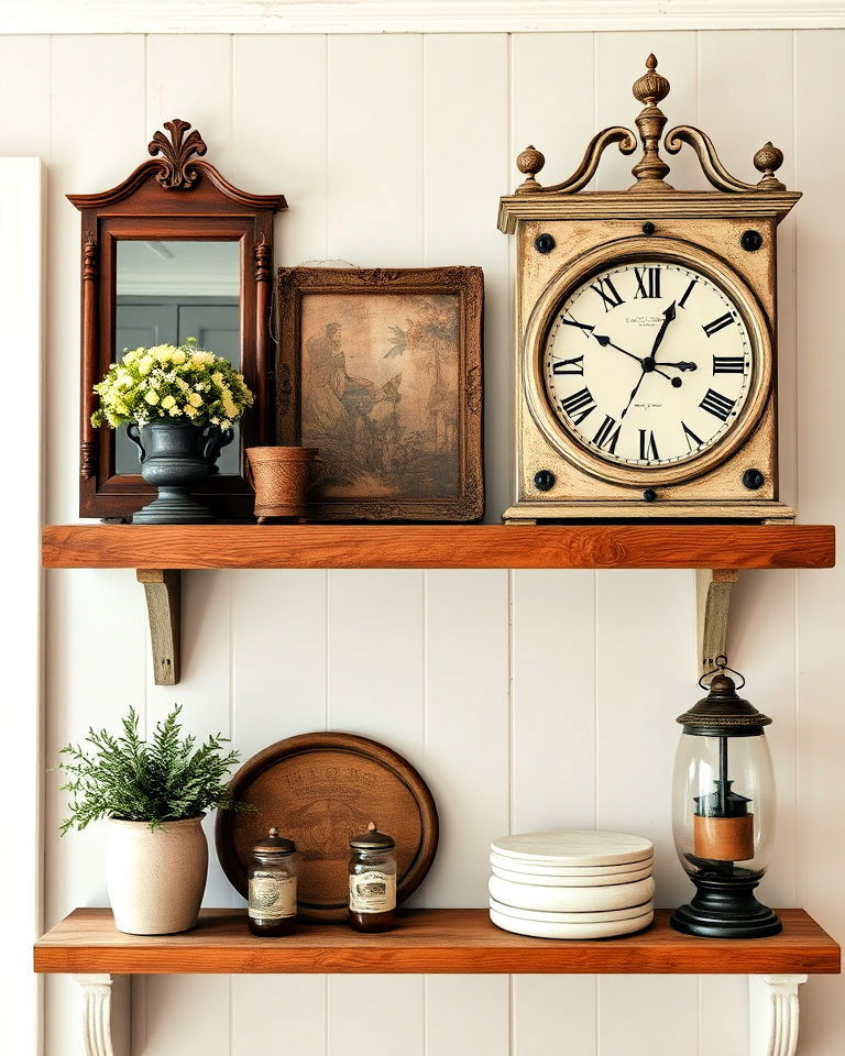 antique decor pieces farmhouse interior - 20 Rustic Farmhouse Interior Design Ideas