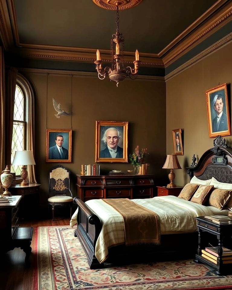antique gold dark academia wall color - 15 Dark Academia Wall Colors