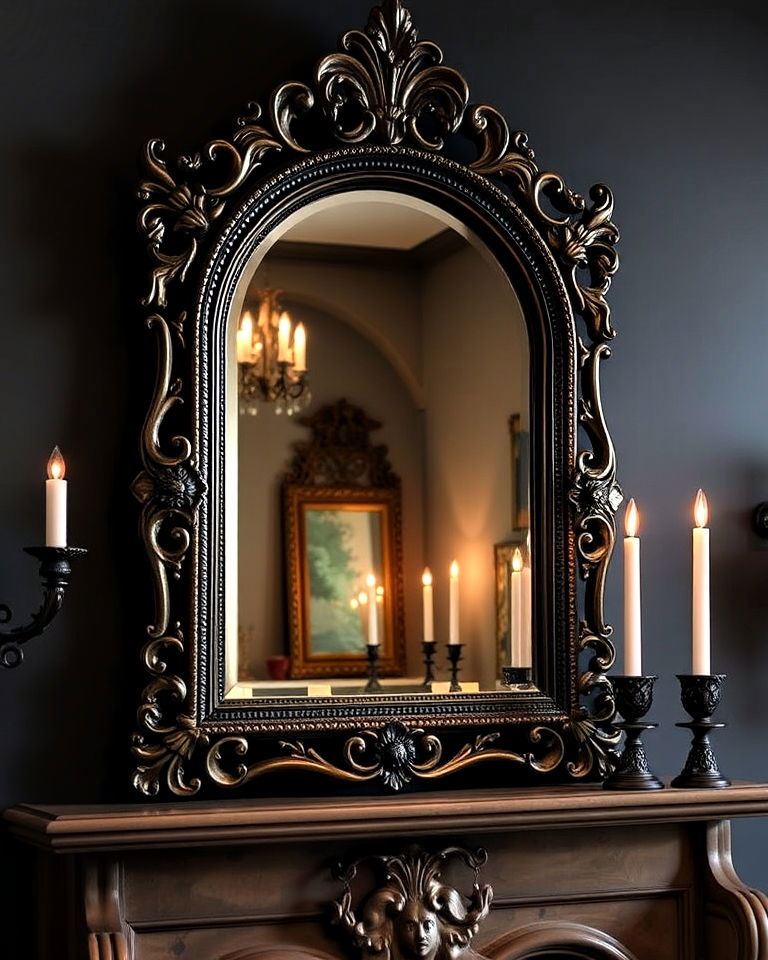antique mirrors with ornate frames - 25 Gothic Interior Design Ideas