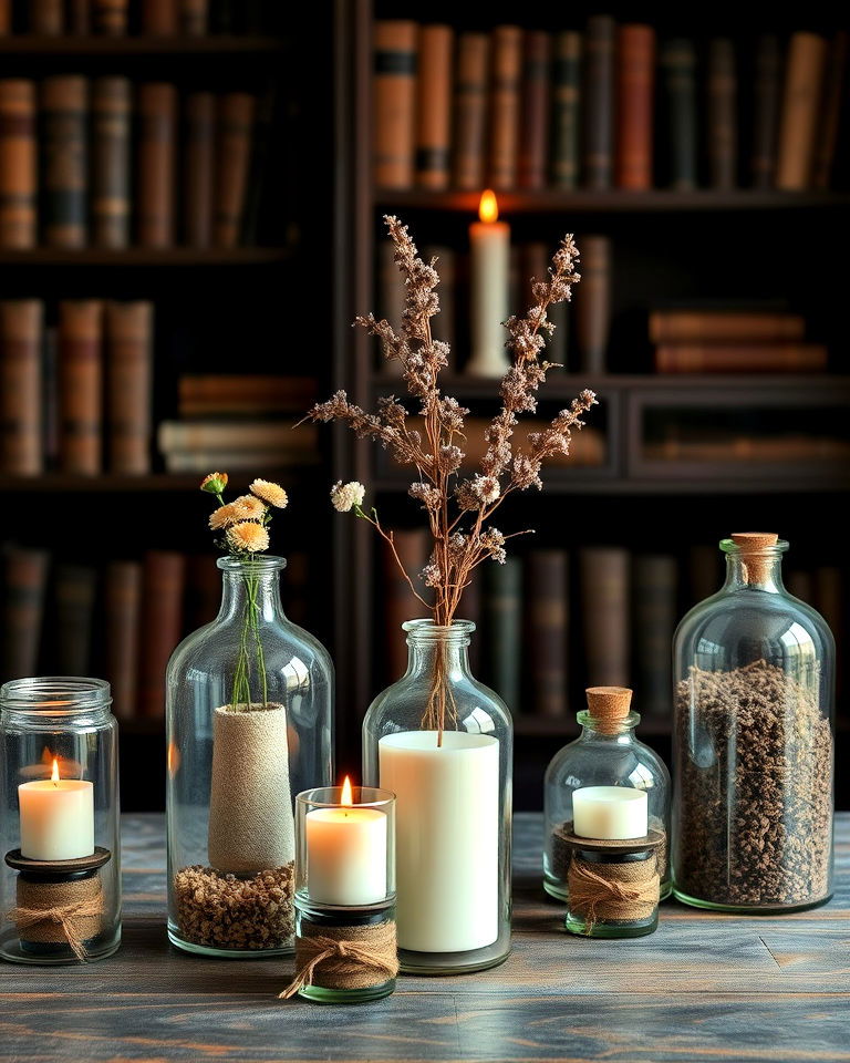 apothecary jars and glass bottles - 25 Dark Academia House Ideas