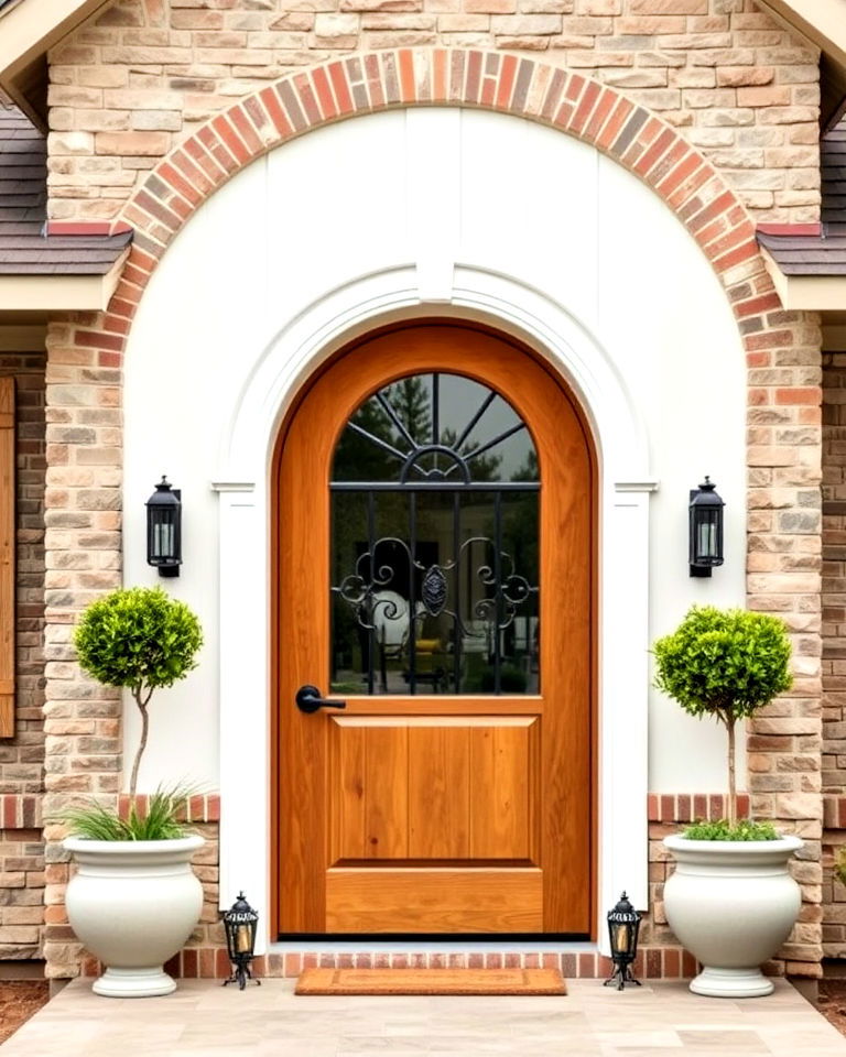 arch top door to a farmhouse exterior - 25 Farmhouse Front Door Ideas