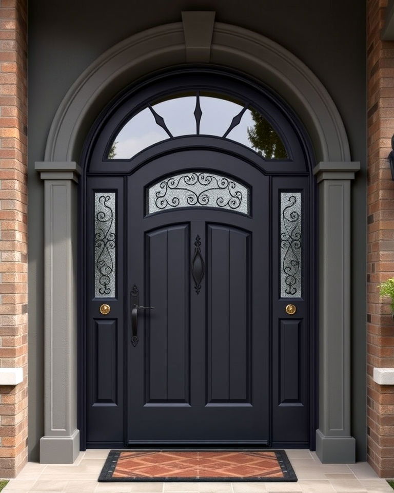 arched dark gray front door - 15 Dark Gray Front Door Ideas