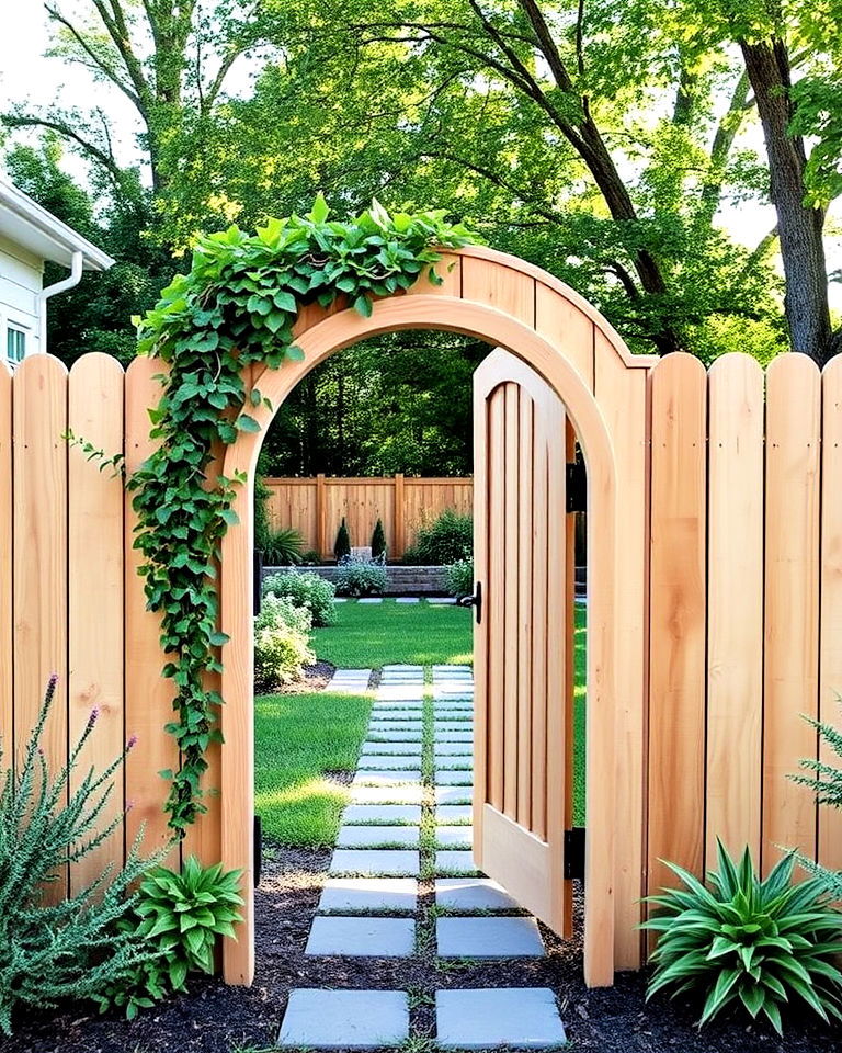 arched gateway for board on board fence - 20 Board on Board Fence Ideas