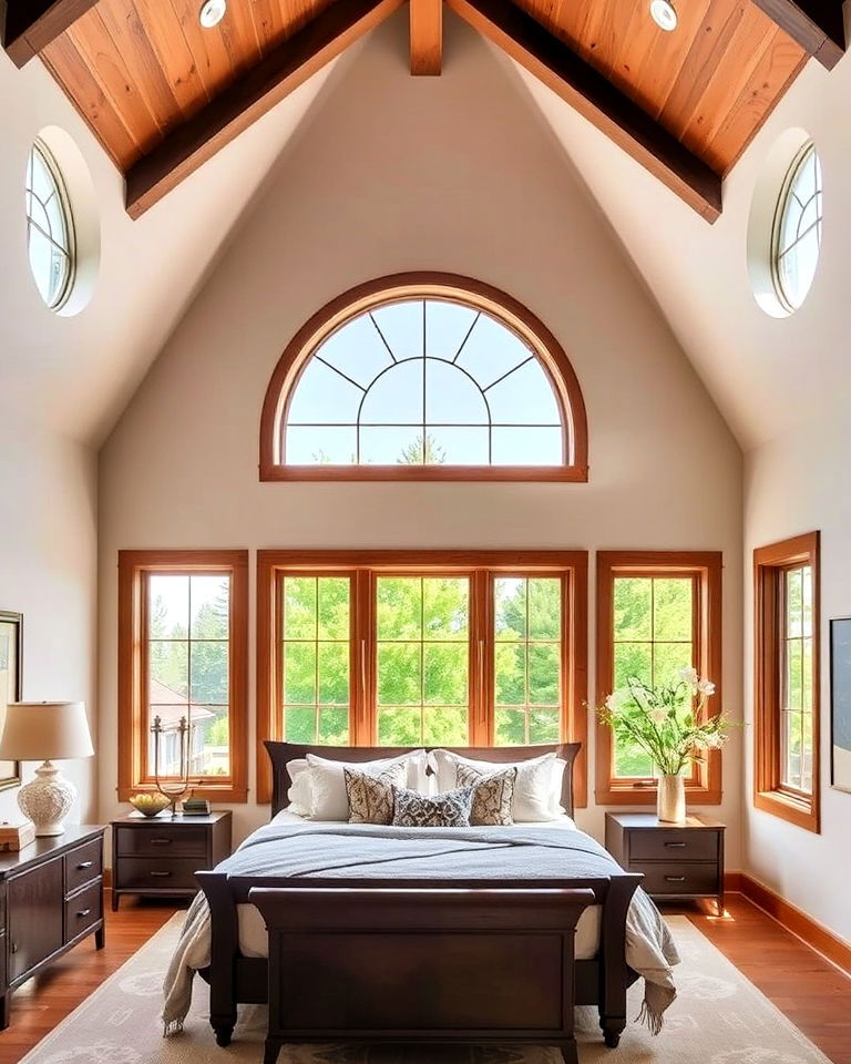 arched windows to vaulted ceiling - 20 Vaulted Ceiling Window Ideas