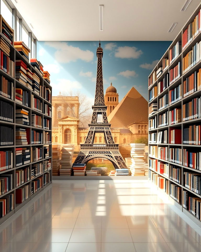architectural wonders library mural - 15 Library Murals