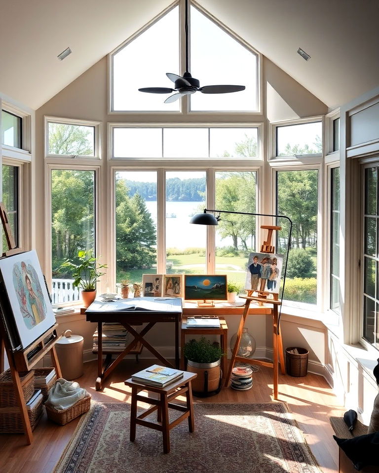art studio with natural lighting - 15 Second Floor Sunroom Ideas