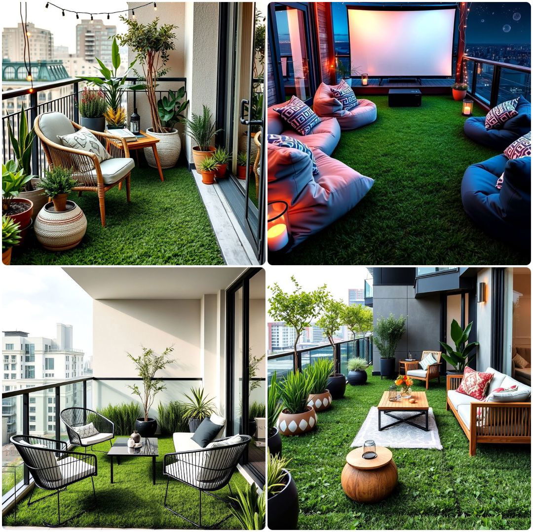 25 Best Artificial Grass Balcony Design Ideas