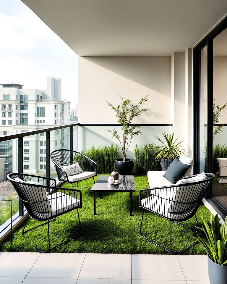 artificial grass into minimalist balcony design - 25 Artificial Grass Balcony Design