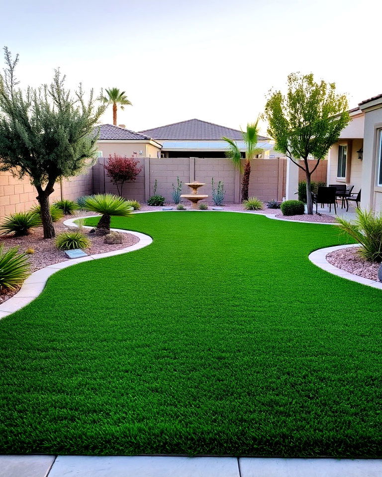 artificial turf lawn backyard landscaping - 25 Las Vegas Backyard Landscaping Ideas
