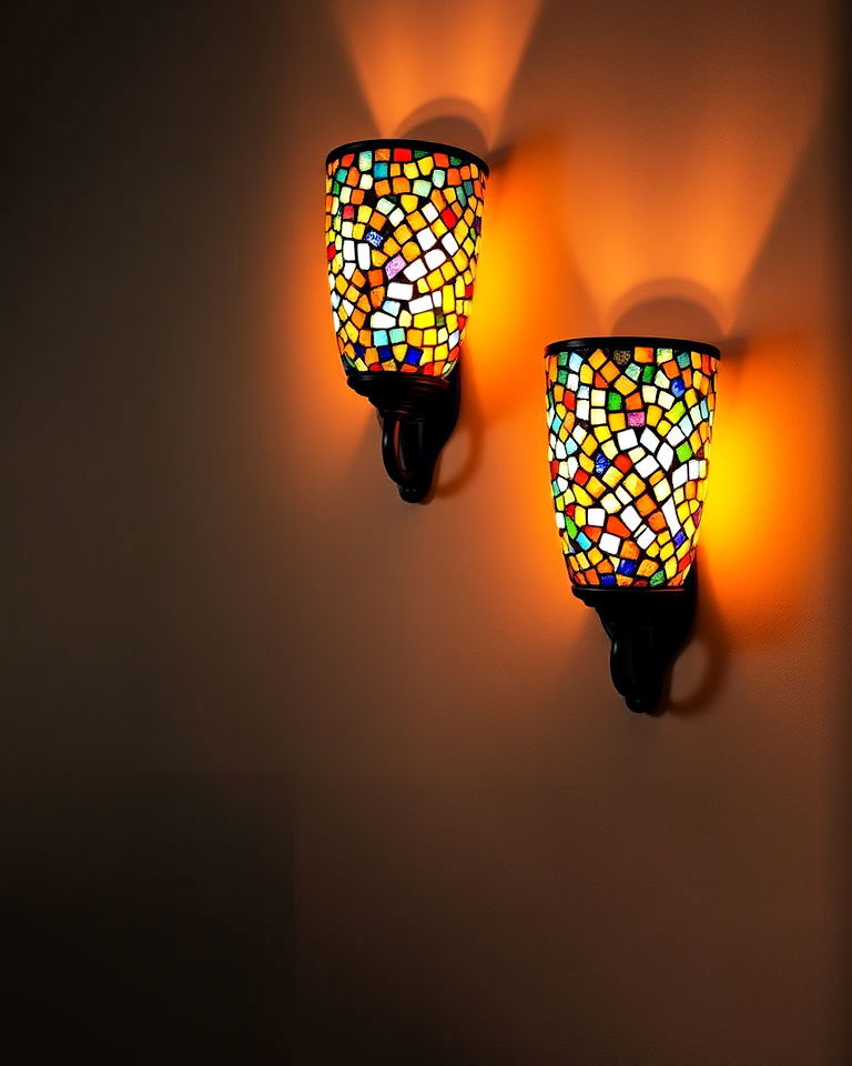artistic mosaic wall sconces home theater - 15 Home Theater Wall Sconce Ideas