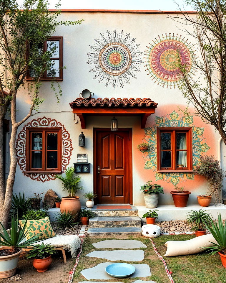 artistic painted walls for bohemian design - 20 Boho House Exterior Ideas