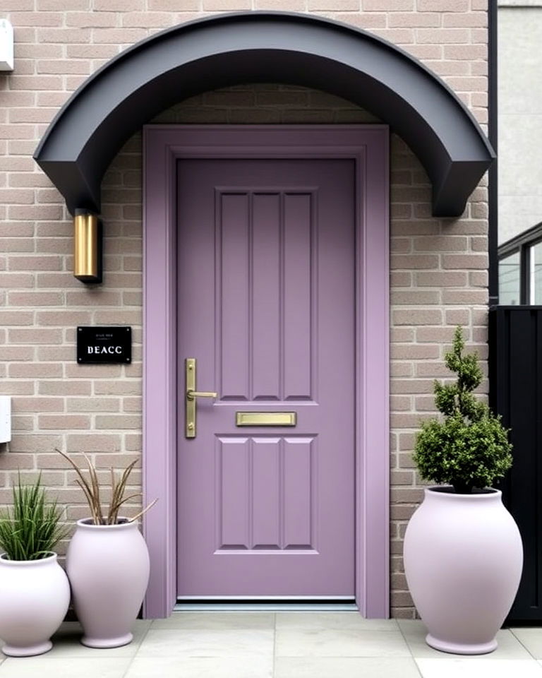 ashy lilac front door for a soft modern aesthetic - 25 Purple Front Door Ideas