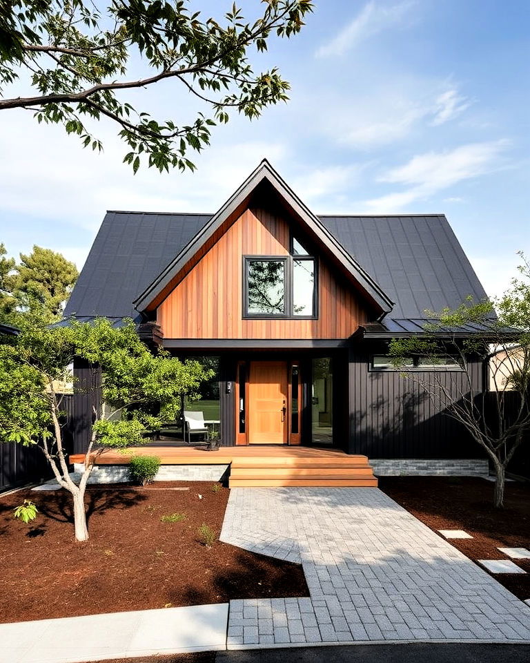 asymmetrical roofline house exterior - 15 Japandi House Exterior Ideas