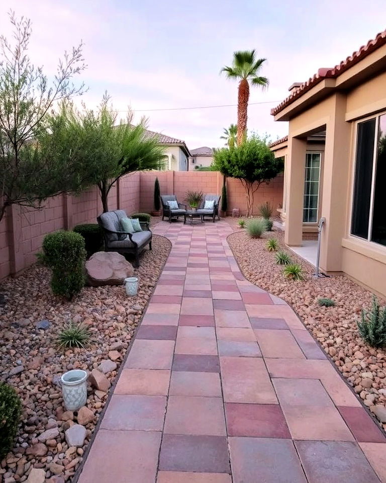 backyard paver stone walkways - 25 Las Vegas Backyard Landscaping Ideas