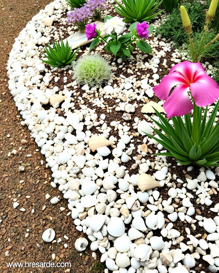 backyard seashell borders garden - 20 Seaside Themed Garden Ideas
