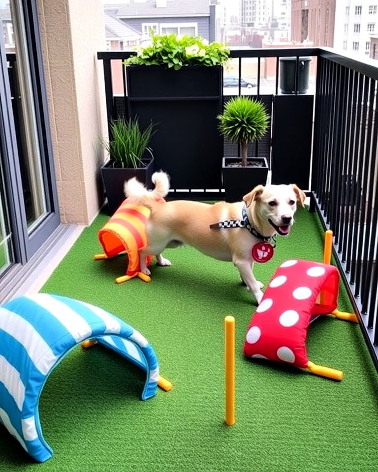 balcony into a mini play zone - 15 Dog Balcony Ideas