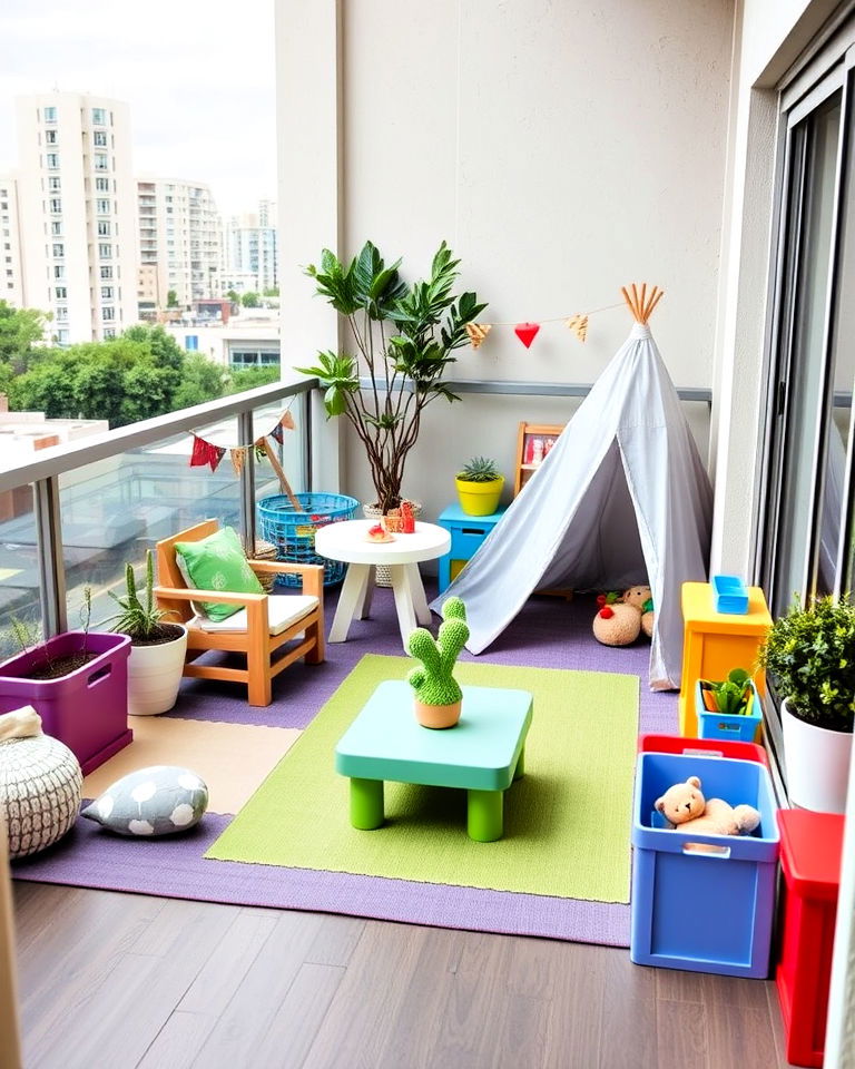 balcony into a safe and fun play area for kids - 20 Large Balcony Ideas
