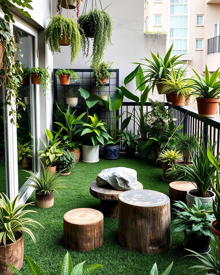 balcony into an urban jungle - 25 Artificial Grass Balcony Design