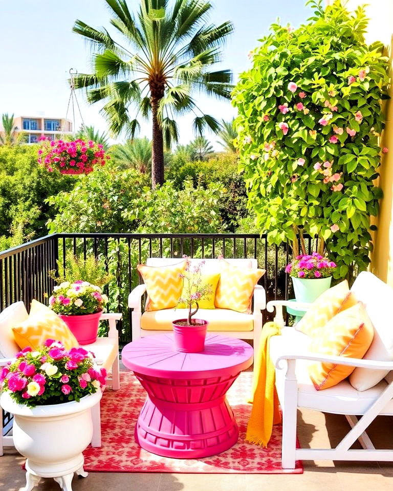 balcony with yellow and pink decor - 25 How to Decorate With Yellow and Pink-captions