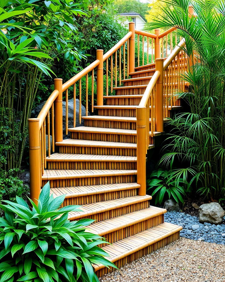 bamboo staircases for tropical garden - 20 Garden Stairs Ideas