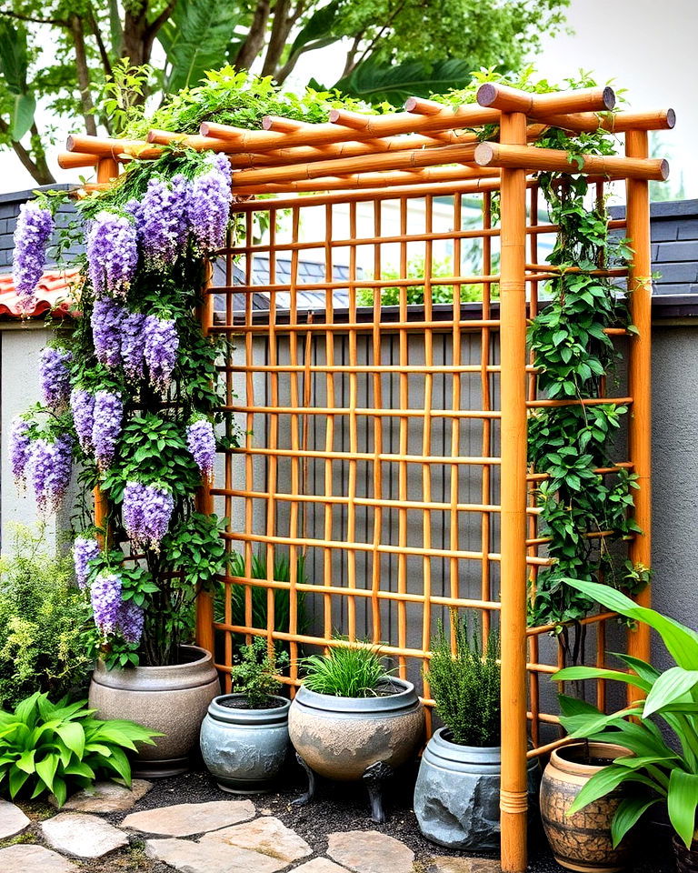 bamboo trellises for asian landscaping - 25 Asian Landscaping Ideas