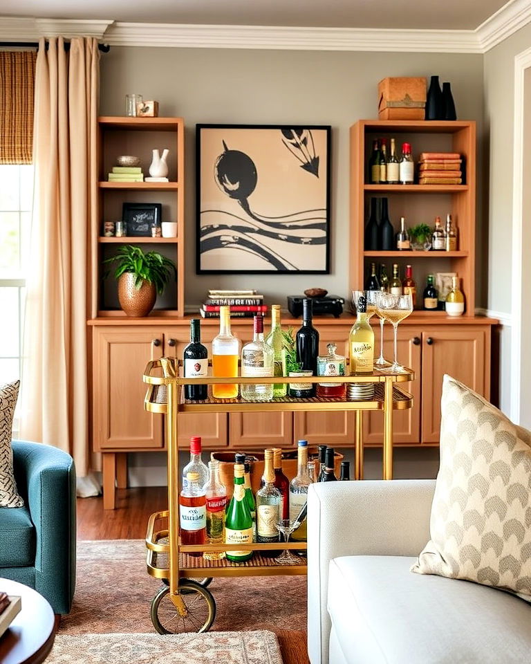 bar cart setup living room - 15 Friends Living Room Ideas