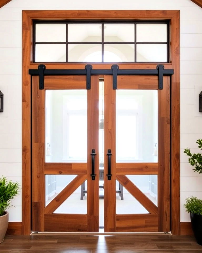 barn style glass front doors - 20 Glass Front Doors Ideas