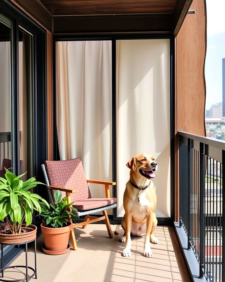 barrier to block wind - 15 Dog Balcony Ideas
