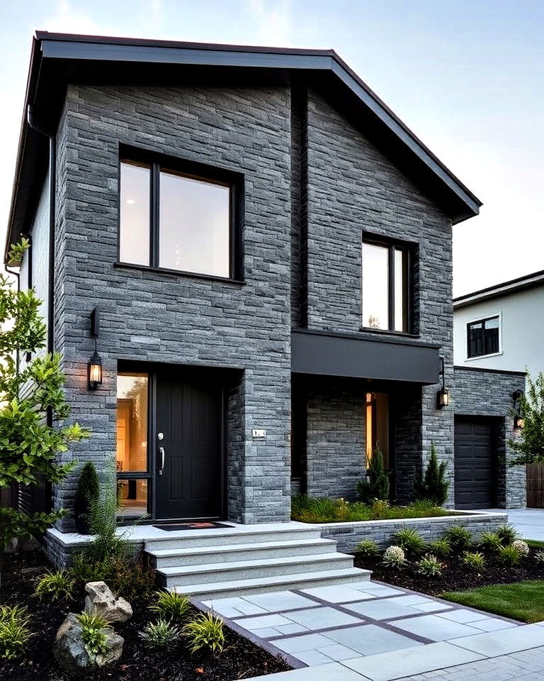 basalt stone facade for a modern exterior - 25 Types of Exterior House Stone