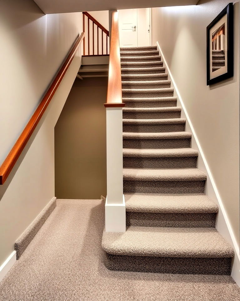 basement carpeted stairs for comfort - 20 Basement Stair Ideas