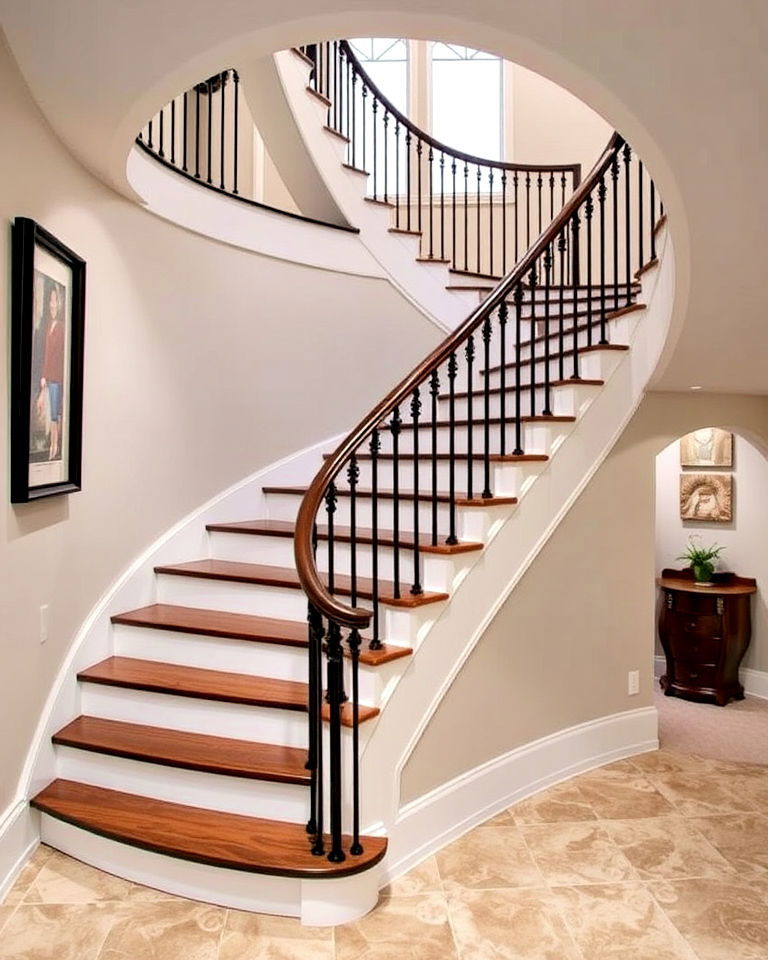 basement curved stairs for an elegant appeal - 20 Basement Stair Ideas
