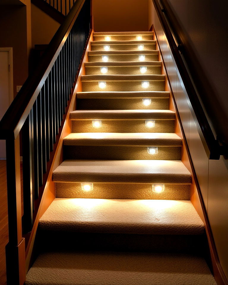 basement illuminated stairs with led lights - 20 Basement Stair Ideas