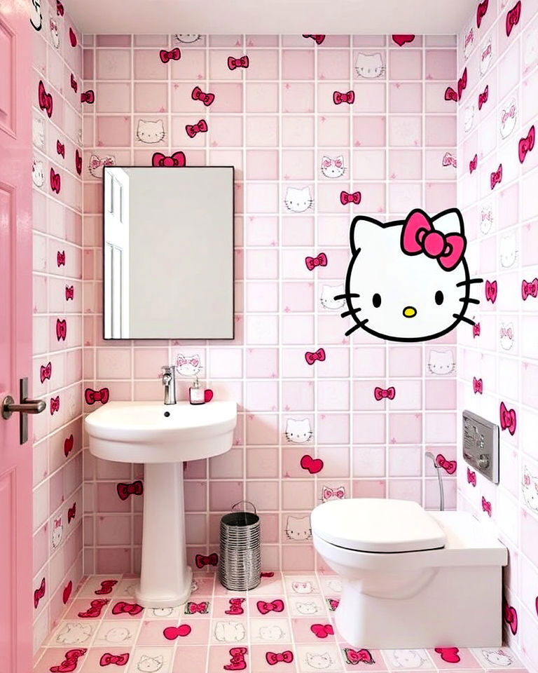 bathroom hello kitty tile designs - 15 Hello Kitty Bathroom Ideas