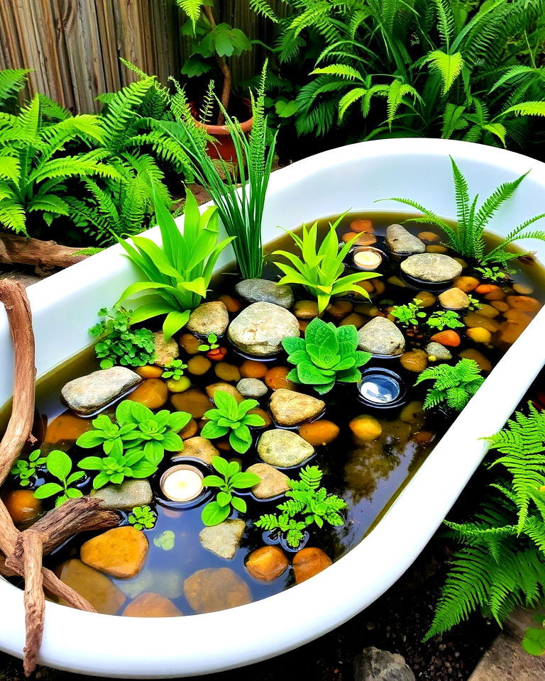 bathtub into a water garden - 15 Backyard Old Bathtub Garden Ideas