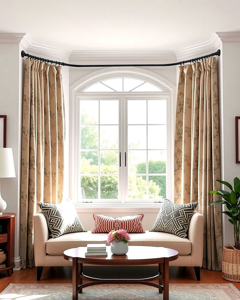 bay window blackout curtains for optimal privacy - 30 Bay Window Treatment Ideas