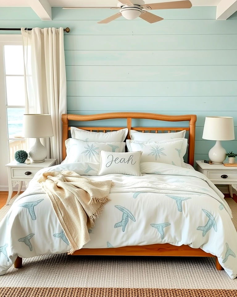 beach inspired bedding beach house interior - 30 Beach House Interior Design Ideas