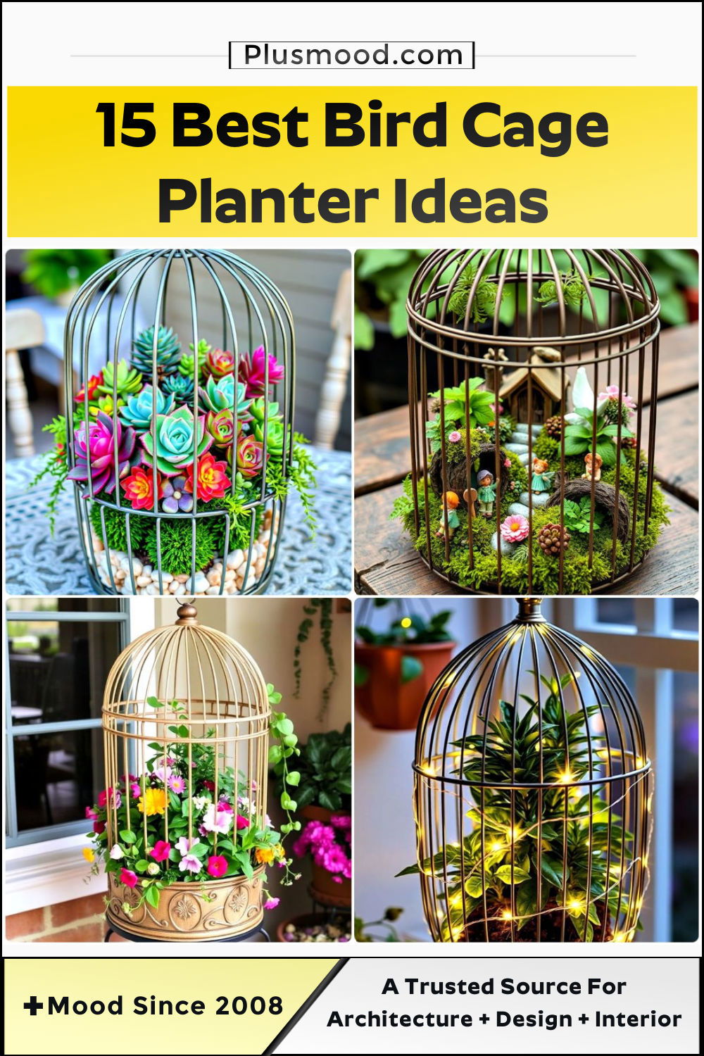 beautiful bird cage planter ideas
