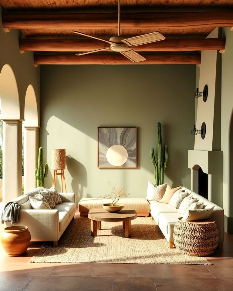 beautiful cactus green mexican interior - 20 Mexican Interior Paint Colors