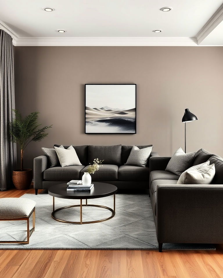 beautiful gray with brown living room - 25 Colors That Go With Brown for Any Room