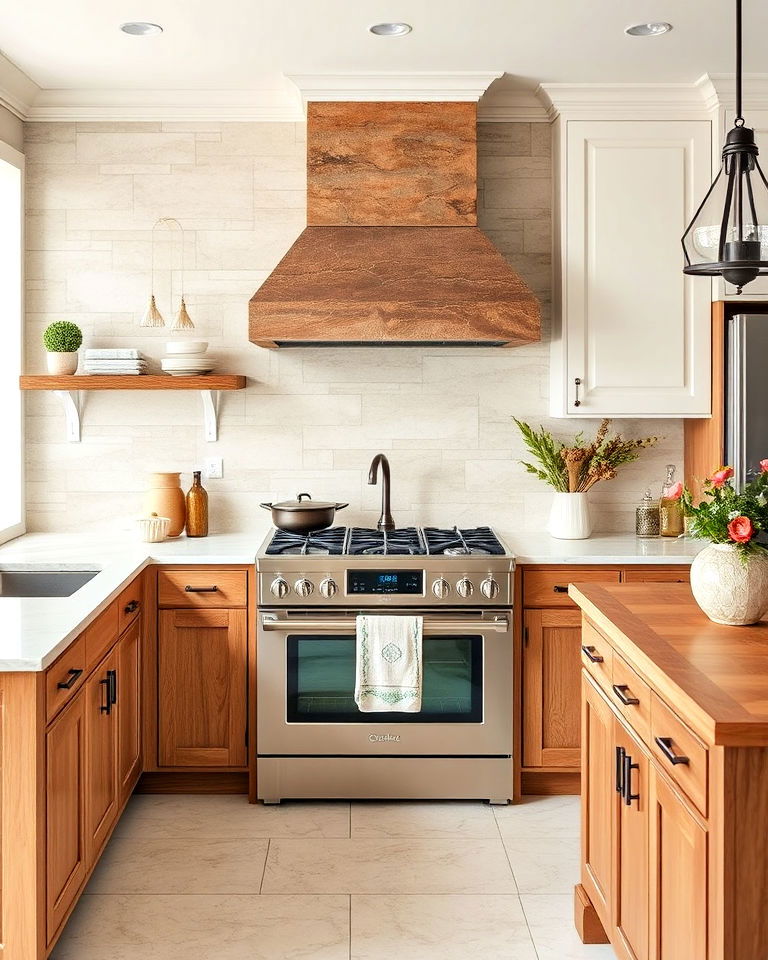 beautiful limestone tile backsplash - 20 Stone Kitchen Backsplash Ideas