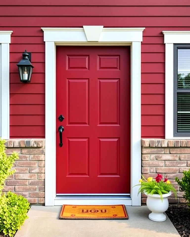 beautiful matte dark red door - 20 Dark Red Front Door Ideas