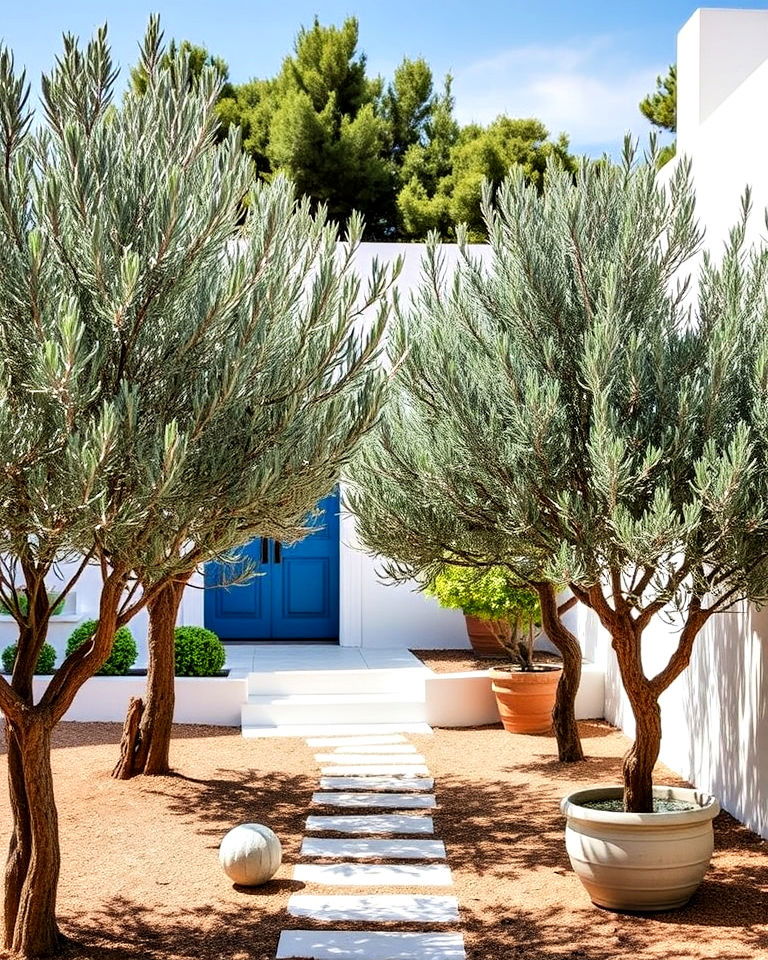 beautiful olive trees for authentic charm - 25 Greek Garden Ideas