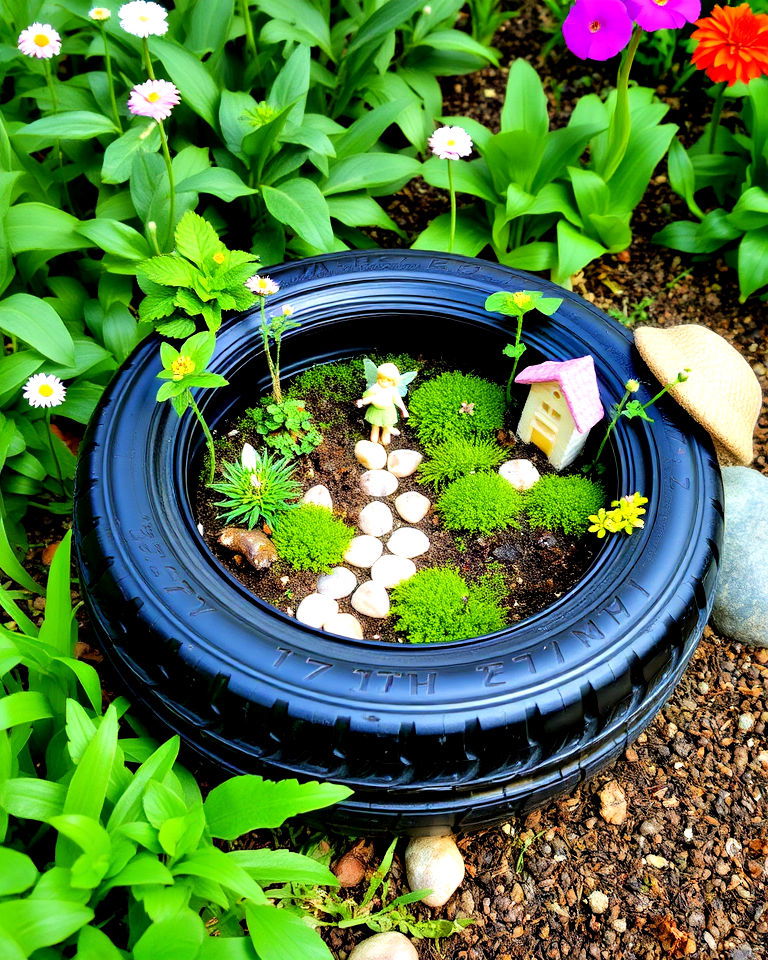 beautiful tire fairy garden - 25 Tire Garden Ideas