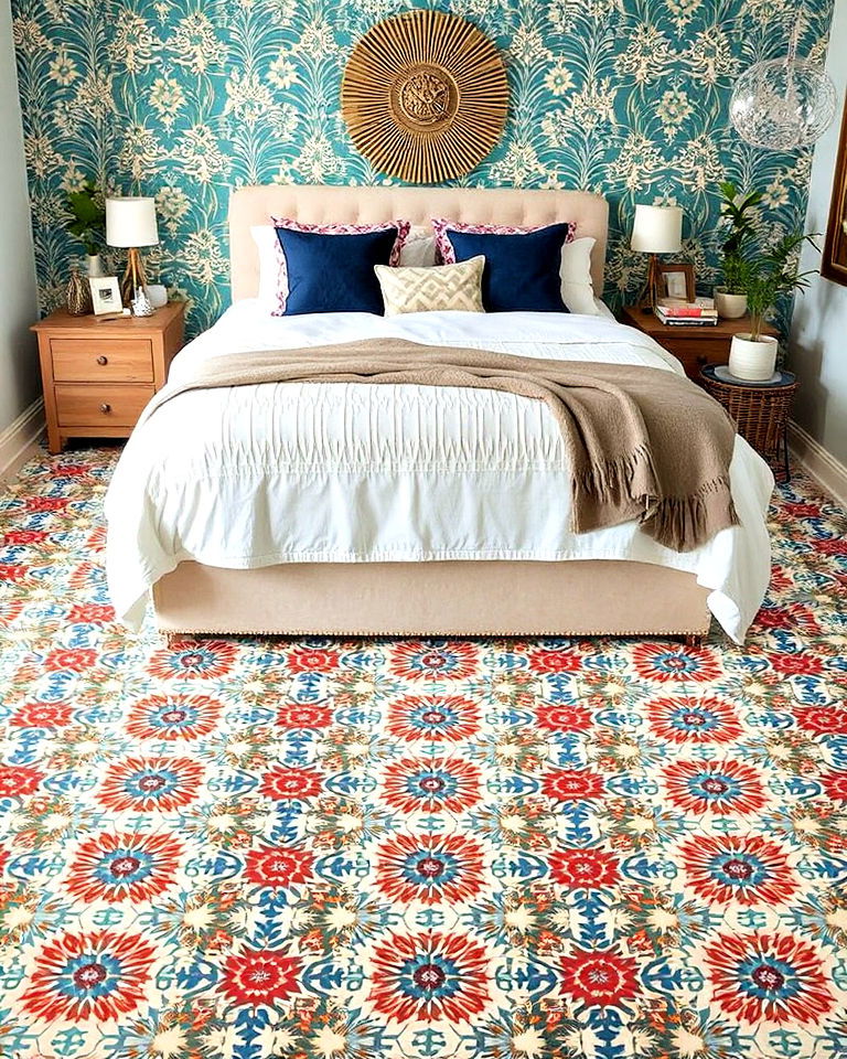 bedroom patterned vinyl tiles - 15 Vinyl Flooring Bedroom Ideas