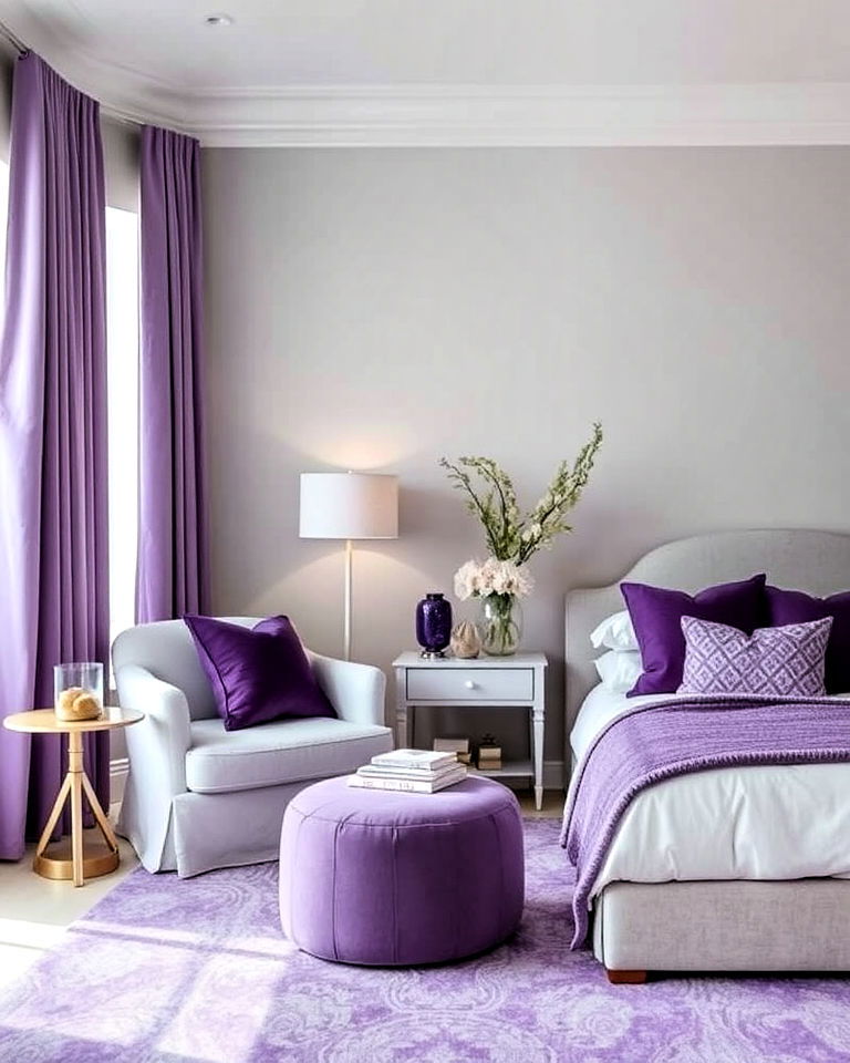 bedroom purple and gray color scheme - 15 Purple Interior Design Ideas