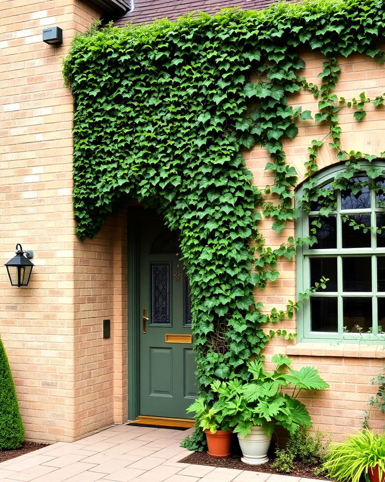 beige brick with ivy covered walls exterior home - 25 Beige Brick Exterior Home Ideas