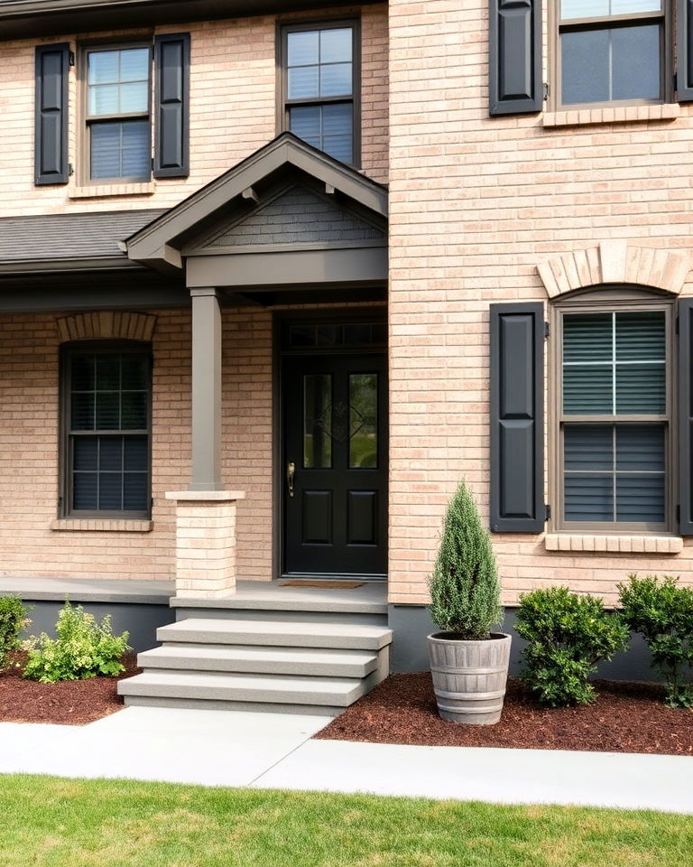 beige brick with painted foundations exterior home - 25 Beige Brick Exterior Home Ideas